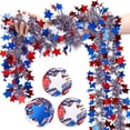 thumbnail image 6 of 6.5 Ft Patriotic Tinsel Garland - 9PC Red White Blue Glitter Garland for 4th of July, Memorial Day, and Outdoor Holiday Decorations, 6 of 9