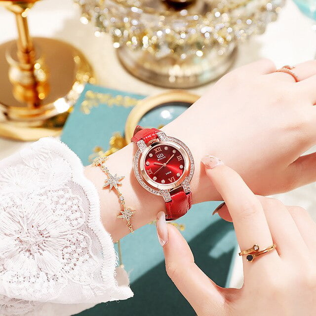 2022 WIILAA Luxury Diamond Wrist Watches Leather Red Ladies Watches For Female Clock relogio feminino Watches - Walmart.com