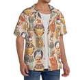 thumbnail image 2 of KLL Colorful Owls Print Men's Shirt Short Sleeve Button Down Summer Cuba Beach Shirts- Large, 2 of 5