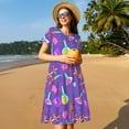 thumbnail image 4 of KLL Outils Chimiques pour Femmes Robe d'Été à Manches Courtes, Robes Plissées Amples Longueur Genou avec Poches, 4 of 6