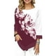 thumbnail image 3 of Moda Mujer Blusa estampada floral Tallas grandes 3/4 Mangas Irregular Dobladillo O Cuello Prima Abanopi  Top de manga tres cuartos para mujer, 3 of 5