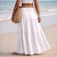 thumbnail image 4 of Linen Skirts for Women Casual Flowy Tiered Maxi Skirt Comfy Vintage Beach Travel High Waisted Boho Skirt with Belt XL, 4 of 8