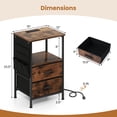 thumbnail image 3 of Gymax Table d'Appoint avec Station de Recharge 2 Tiroirs en Tissu Pliants 6 Pochettes de Rangement Latérales, 3 of 10