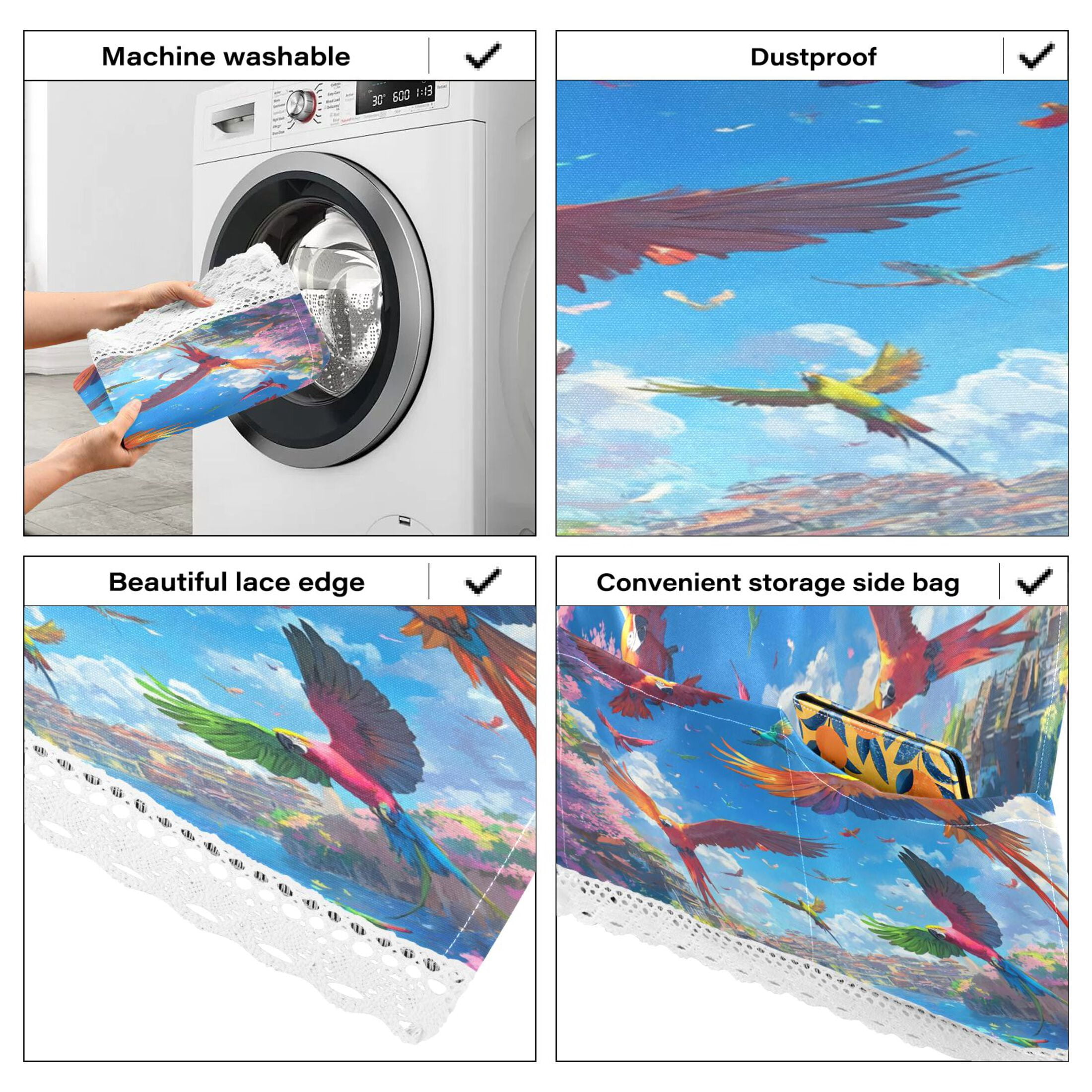 Colorful CarrotsWasher and Dryer Covers Dust-Proof and Oil Resistant Fridge Cover with 4 Storage Pockets Washing Machine Top Cover for Laundry Kitchen Home 51.2 x 22 In