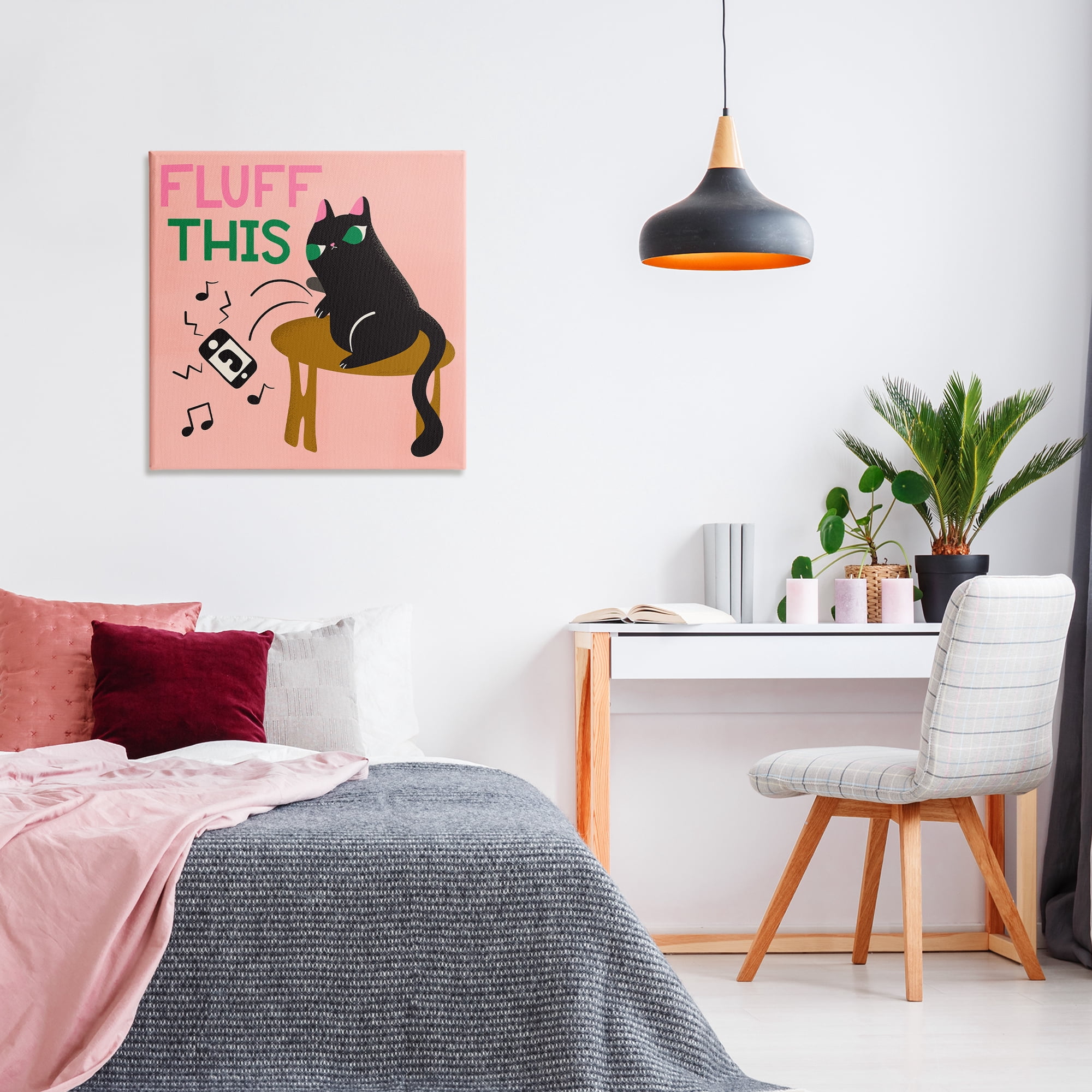 Stupell Industries Fluff This Angry Cat Animals & Insects Painting Gallery Wrapped Canvas Art Print Wall Art, 30 x 30