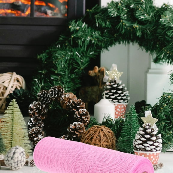 TAILTOSS 1Pack Mesh Decorative Ribbon Mesh Ribbon Pink Craft Material for Christmas Tree Decorations