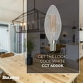 thumbnail image 7 of Bulbrite 861688 LED Filament 5 W Dimmable B11 Light Bulb with Clear Glass Finish & Candelabra E12 Base - 4000K Cool White Light, 500 Lumens, Pack of 4, 7 of 7