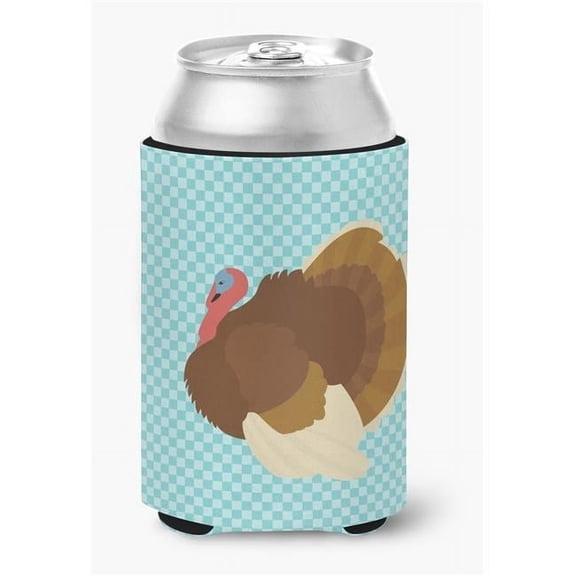 Carolines Treasures BB8164CC French Turkey Dindon Blue Check Can or Bottle Hugger