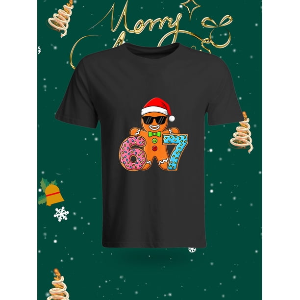 Fashion Creative Number 67 Print Short Sleeve T-Shirt Personalized Leisure Versatile Top This T-shirt features a unique design with the number 67 printed in a creative way. The green number 6 and pur