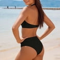 thumbnail image 5 of Gamivast High Waisted Bikini Sets for Women 2 Piece Swimsuit Halter Neck Twist Front Push up Top Solid Bottoms Summer Beach Pool Bathing Suit, 5 of 7