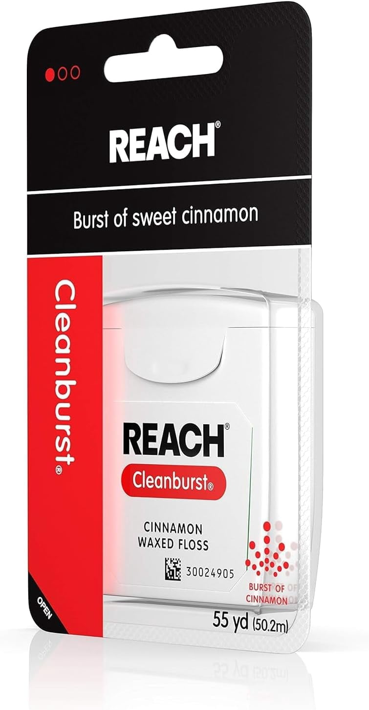 Reach Cleanburst Waxed Dental Floss, Cinnamon Flavor, 55 Yd Pack - 36 Count