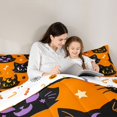 thumbnail image 4 of Feelyou Boho Black Cat Twin Bedding, Vintage Moon Star Bedding Comforter Set, Orange, Halloween Reversible, 7-Piece, 4 of 7