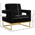 thumbnail image 3 of Meridian Furniture Noah 19"H Velvet Accent Chair in Black and Gold, 3 of 7