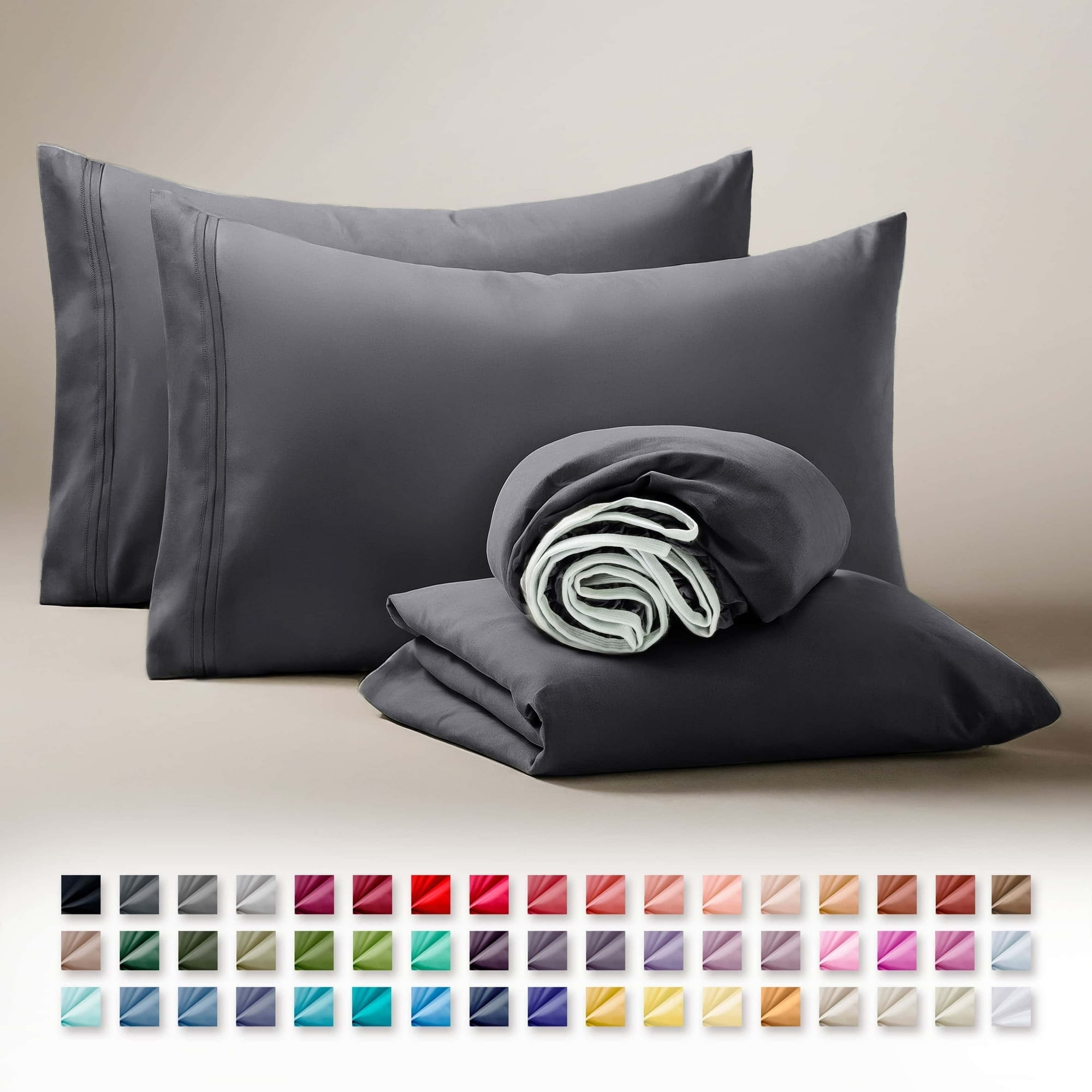 Clara Clark Queen Sheet Set, Gray Microfiber, 4-Piece photo 3