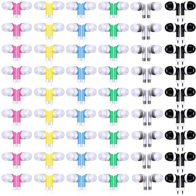 Auriculares Konohan para niños, paquete de 60, 6 colores, empaquetados individualmente