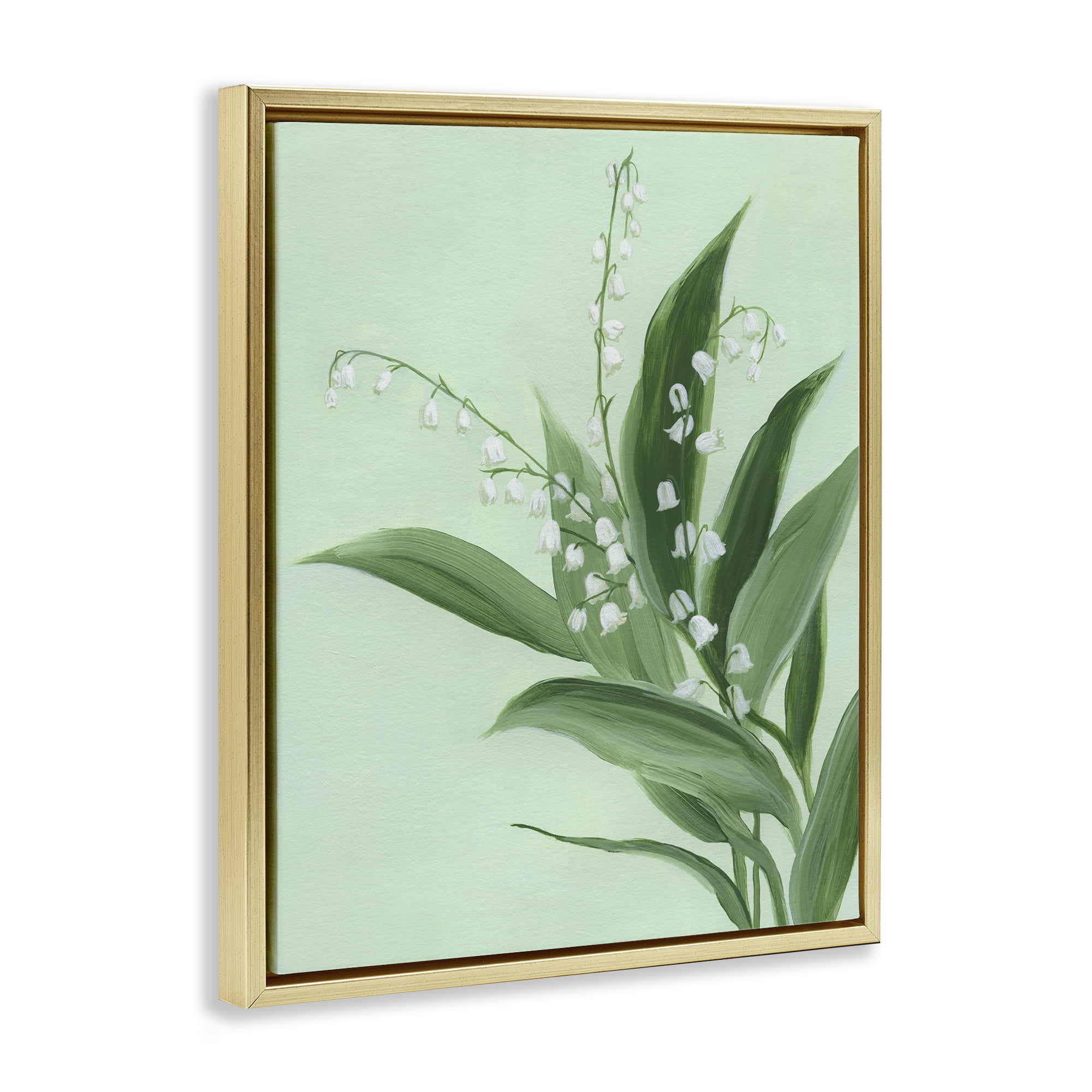 Stupell Industries Gentle Lily of Valley Gold Framed Floater Canvas Wall Art, design by Grace Popp