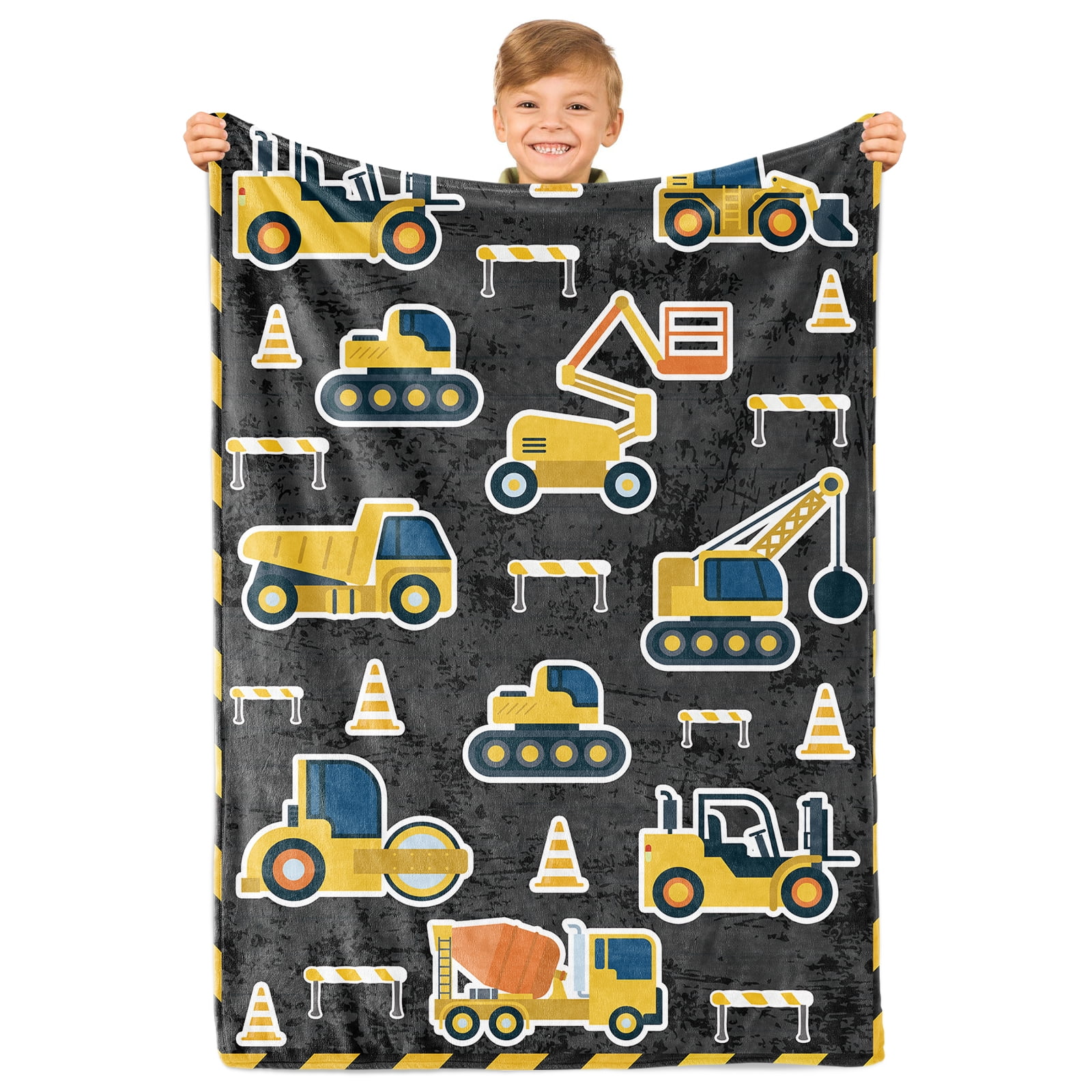 Construction Truck Blanket Kids Fleece Throw Blankets for Girls Boys Soft Fuzzy Flannel Tractor