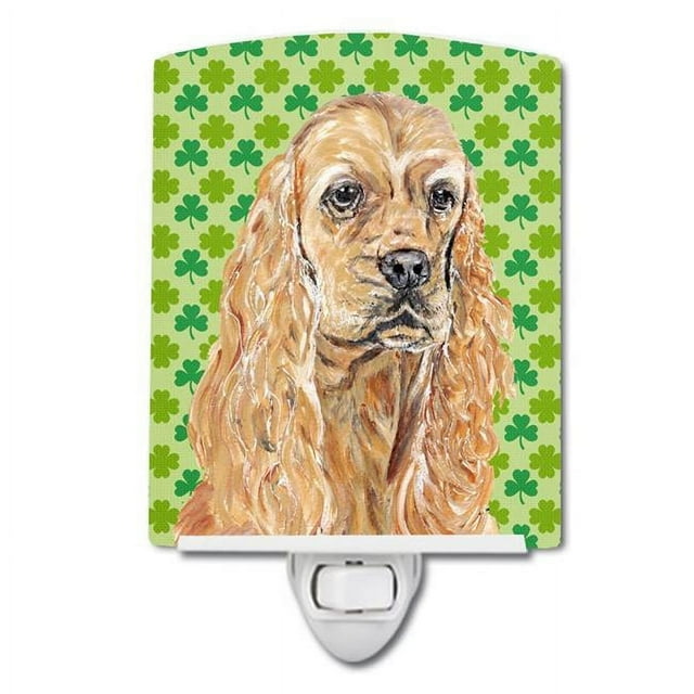 Carolines Treasures SC9570CNL Buff Cocker Spaniel Lucky Shamrock St. Patricks Day Ceramic Night Light