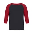 thumbnail image 5 of Men's Casual 3/4 Sleeve T-Shirt, Raglan Sleeve Color Block Loose Fit Round Neck Top for Daily Wear and Hangouts Wine XXXL, 5 of 5
