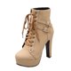 thumbnail image 2 of Zapatos de mujer Cálidos con cordones Tacón súper alto Tacón grueso Punta redonda Hebilla de cinturón Botas de tubo medio Wmkox8yii hfjk1062, 2 of 4