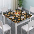 thumbnail image 3 of Black Green Leaf Sunflower Pattern Square Fitted Tablecloth with Elastic Edge,Square Table Cover,Washable Elastic Table Cover for Home Kitchen Party Decor 36"x36", 3 of 6