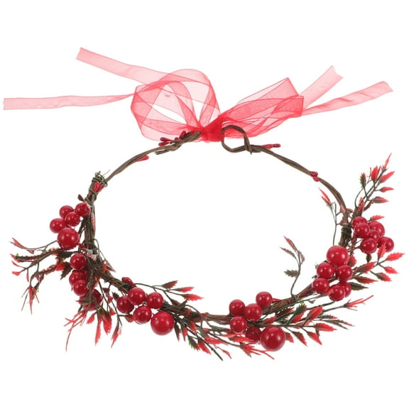 Worgeous Bridal and Bridesmaid Red Berry Flower Crown Artificial Red Berry Floral Headpiece for Wedding Vintage Floral Wreath for Bride Christmas Party Hair Accessory
