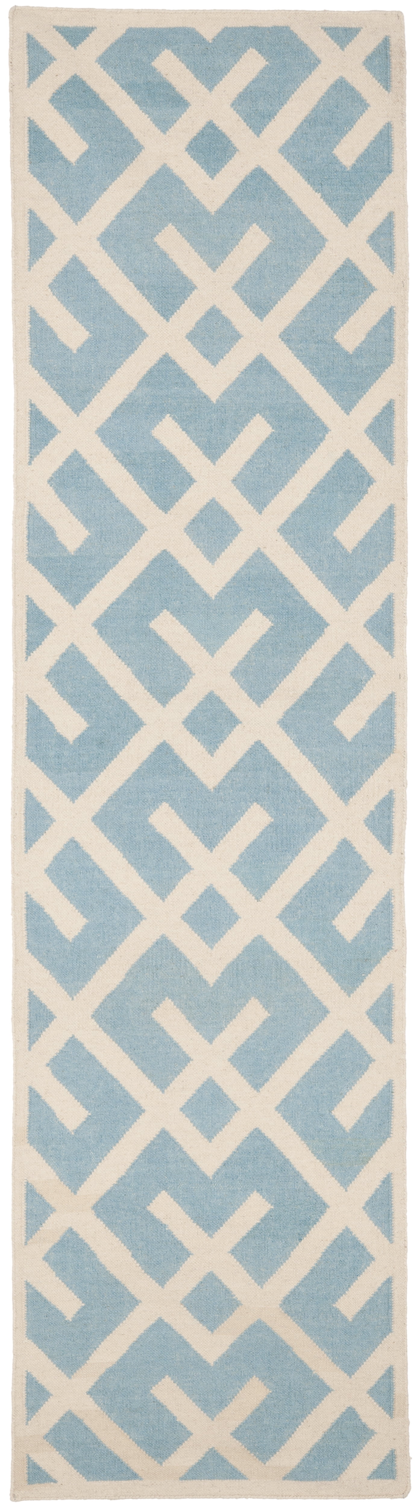 Safavieh Dhurries Brianna Geometric Runner Rug, Light Blue/Ivory, 2'6" x 12'