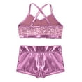 thumbnail image 4 of Zaldita Kids Girls Sequins Crop Top and Shorts Set Ballet Dance Gymnastics Outfits Jazz Hip-hop Dance Costumes Pink 12-14, 4 of 7