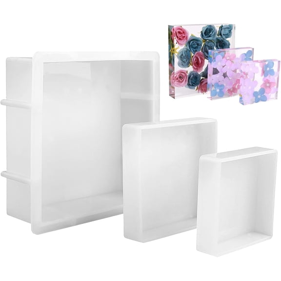 3 PCS Large Resin Molds Silicone,Square Epoxy Resin Casting Mold for Flower Preservation Bookends DIY Art