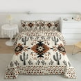 thumbnail image 2 of Feelyou Retro Hippie Aztec Queen Comforter Set, Bohemian Western Cactus Bedding Sets, Tribal Triangle Abstract Reversible Bedding Comforter Set, Breathable Home Decor, 3pcs, 2 of 8