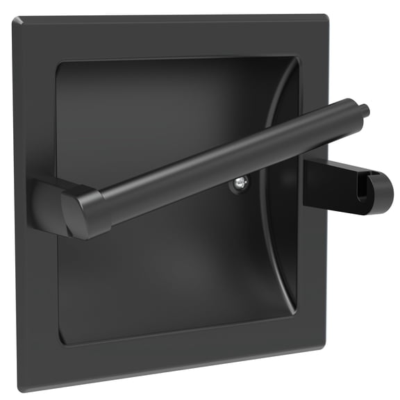 Recessed Wall Mount Toilet Paper Holder, Black 1, For Standard Bathroom Rolls