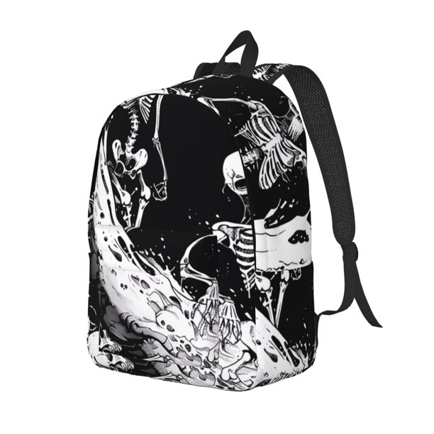 Easygdp Skeleton Wave Artwork Mochila de Lona Resistente para Laptop, Compatible con Laptops de 15 a 17 pulgadas, Ideal para Escuela, Trabajo y Viajes-Medium
