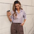 thumbnail image 5 of Striped Button Down Shirts for Women Dress Shirts Long Sleeve Casual Collared Office Work Shirt with Pocket, 5 of 6