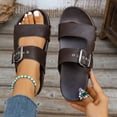 thumbnail image 5 of Platform Sandals for Women Retro Gothic Studded Buckle Strap Arch Support Slippers Summer Open Toe Slip on Slides Brown Size 8, 5 of 9