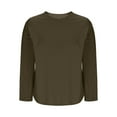thumbnail image 6 of Sweatshirt for Women Long Sleeve Round Neck Casual Sweatshirt Shirts Fall Pullover Solid Color Tops Army Green,Womens Tops, 6 of 6