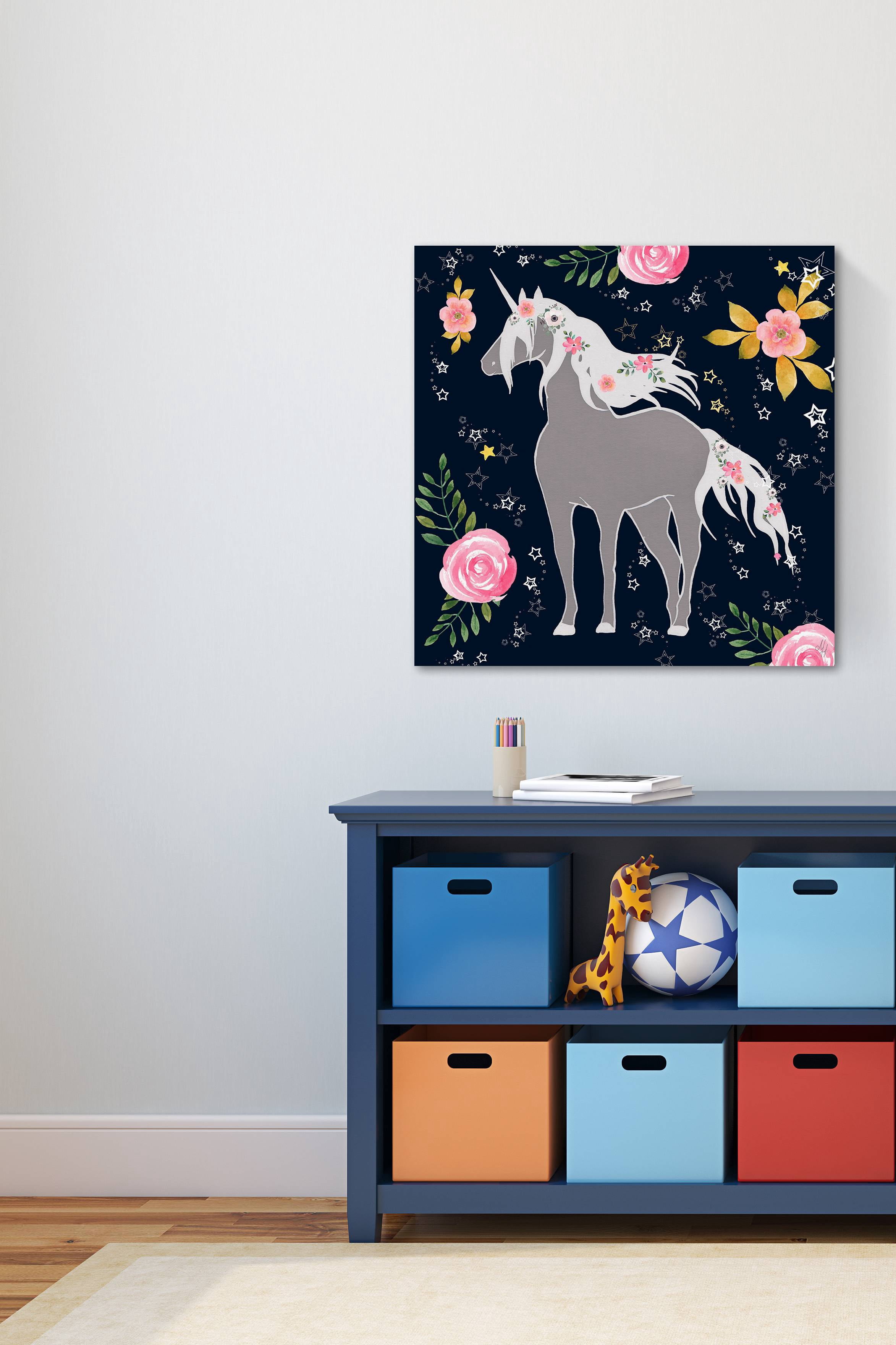 Marmont Hill Flower Garden Unicorn Canvas Wall Art