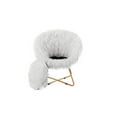 thumbnail image 3 of BirdRock Home White Faux Fur Papasan Chair with Pale Gold Legs, 3 of 7