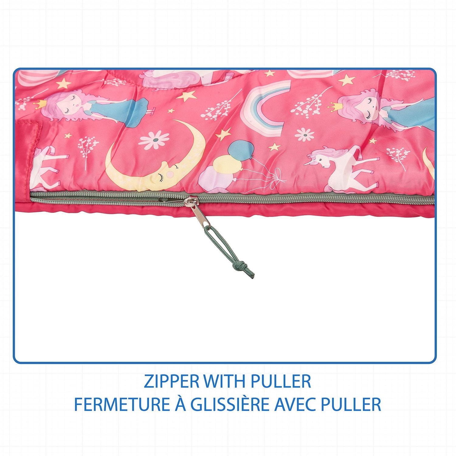 Ozark Trail Kid's Sleeping Bag, 56" (L) x 26" (W), No Temp Rating , Polyester Fabric Outer, Girl, Sleeping Bag