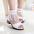 thumbnail image 6 of JUMEYU Little Girls Sandals Girls Dress Shoes Toddler Kids Heels Sandals Ankle Strap Party Flower Girl Shoes Sandals Size 4 (White,Big Kids 4), 6 of 8