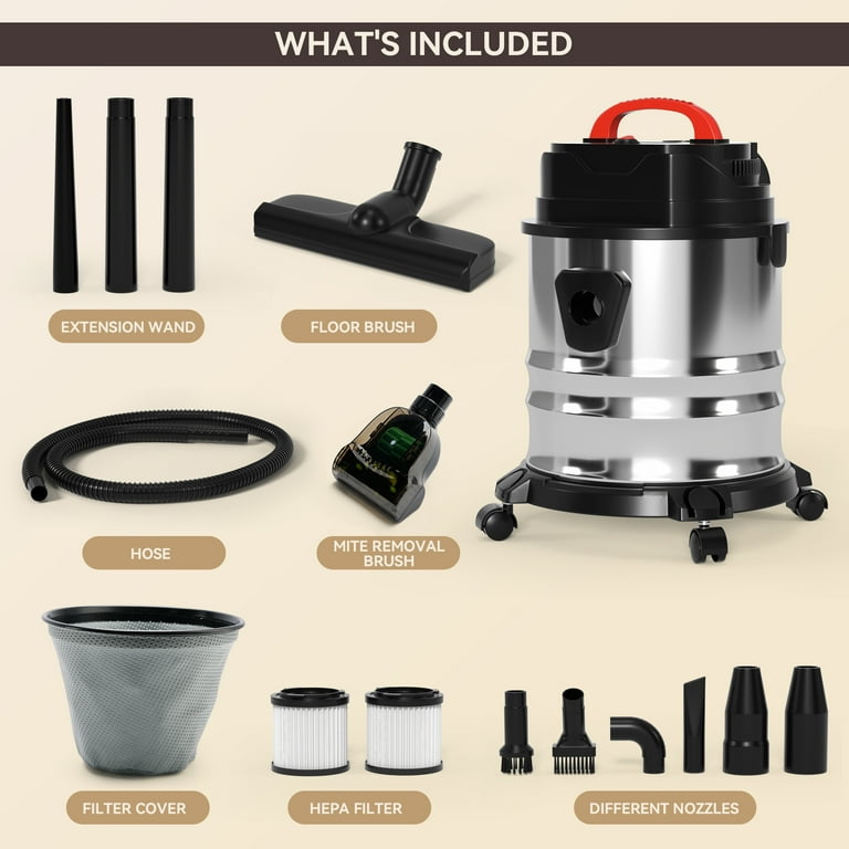 chao！！　5L 10Kg TOPTENG 5 Gallon Wet Dry Vacuum Cleaner, 1800W 6 HP Peak