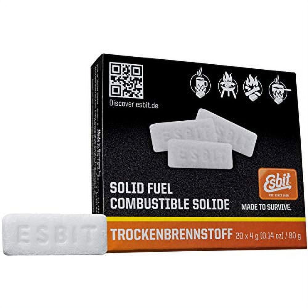 Esbit 1300Degree Smokeless Solid Fuel Tablets For Hobby, Outdoor, And  Emergency Use, 20 Pieces Each 4G - Walmart.com