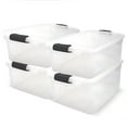 thumbnail image 1 of HOMZ 66-Quart Clear Stackable Plastic Storage Bins, Gray Latches, 4 Pack, 1 of 11