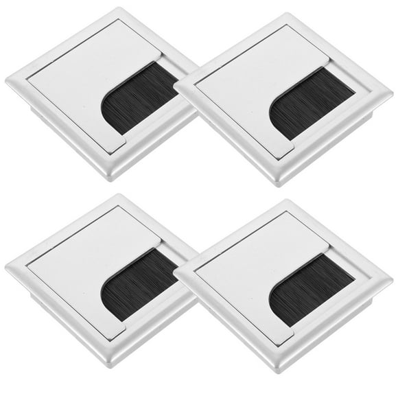 OULII 1Set Desk Cord Cable Hole Cover Wire Hole Cover Silver Aluminum-like ABS Cable Back to School