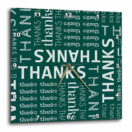 3drose, Thank You Green Chalkboard Word Cloud with White Chalk, 10x10 Wall Clock