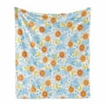 thumbnail image 1 of Space Soft Flannel Fleece Blanket, Graphic Tile with Clouds Suns Stars and Moons Swirled Celestial Sky Elements Artwork, Cozy Plush for Indoor and Outdoor Use, 60" x 80", Multicolor, by Ambesonne, 1 of 6