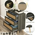 thumbnail image 3 of Dresser for Bedroom, 36'' Rattan Modern Chest of Drawers, 3 Drawer Storage Dresser, Closet Dressers with Golden Handles, Farmhouse Nightstand for Hallway, Living Room, Entryway, 3 of 10