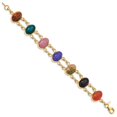 thumbnail image 2 of 14K Yellow Gold bracelet Scarab Carnelian Onyx Multi-color Tiger's Eye 7 in 15 mm, 2 of 3