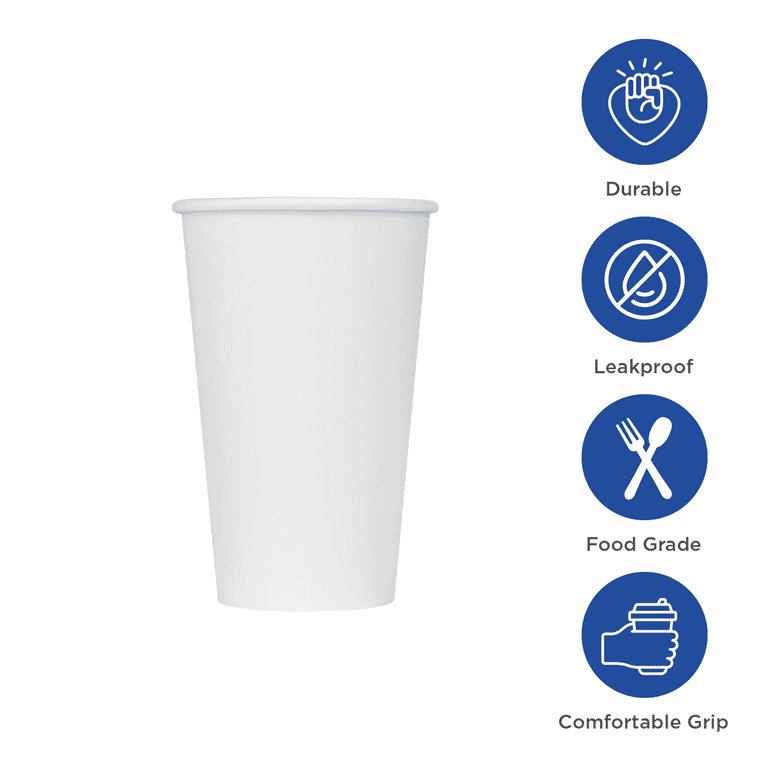 Karat 16 Oz Disposable Paper Coffee Cups - 1,000 Count, White, Double Poly Lined For Hot/Cold Drinks