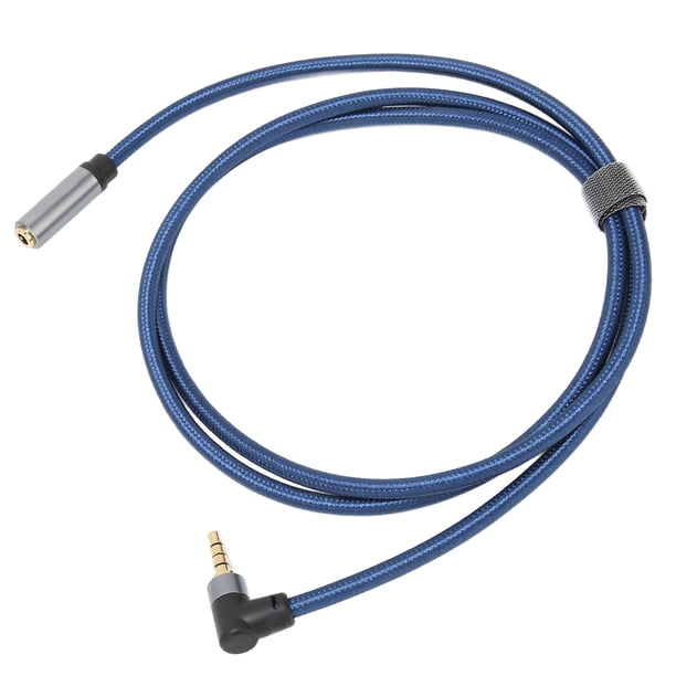 Cable de audio de 90 Grados, Conector L de Forma L de 3.5 mm Femenino A Macho Audio Cord Slim Nylon Braid 4 Conductor para Para Teléfono Inteligente