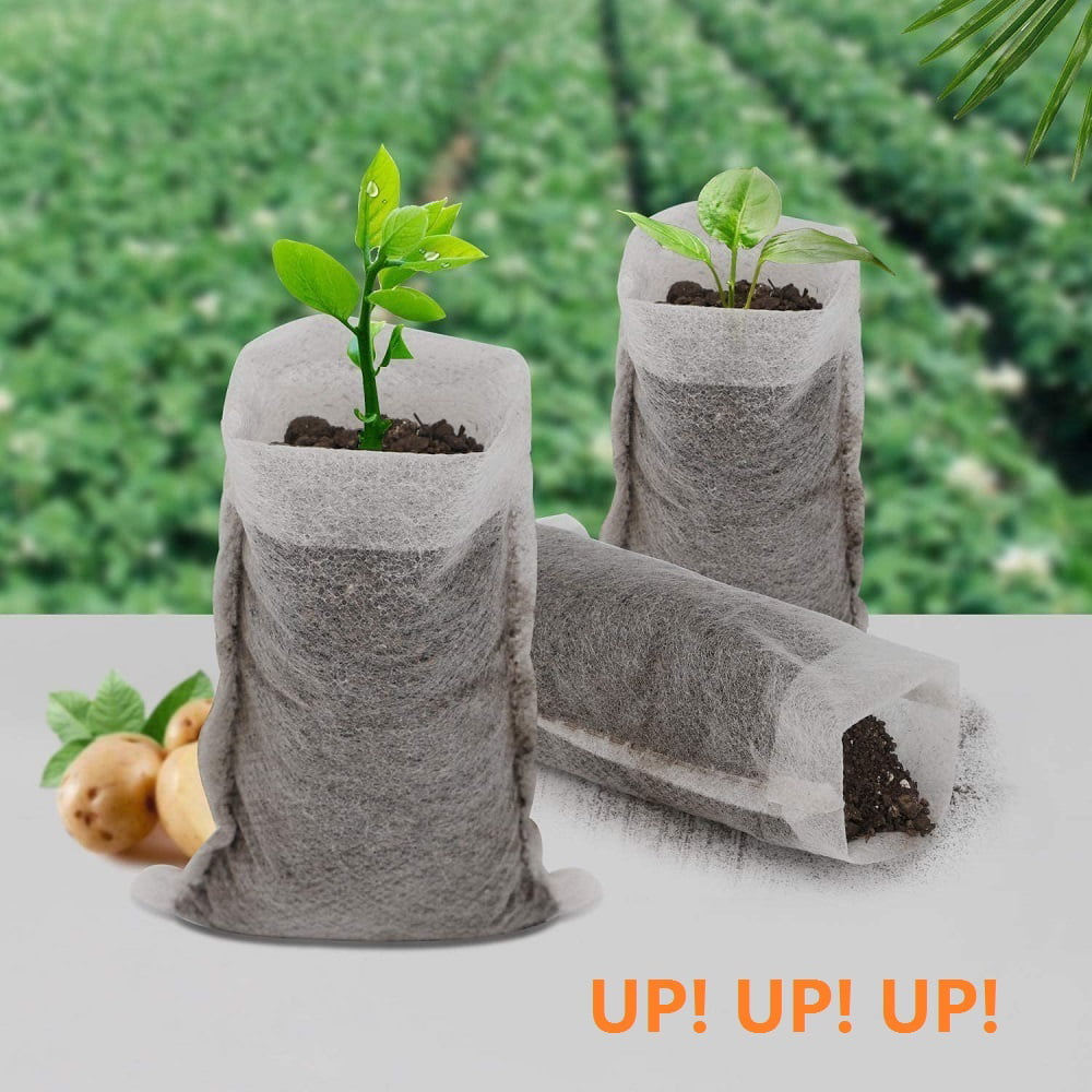 100Pcs Biodegradable Nonwoven Fabric Nursery Plant Grow Bags Seedling Growing 
